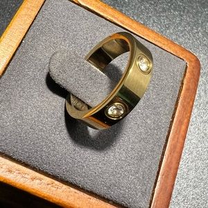 Gold Plated CZ Crystal Inlay Ring Size 6